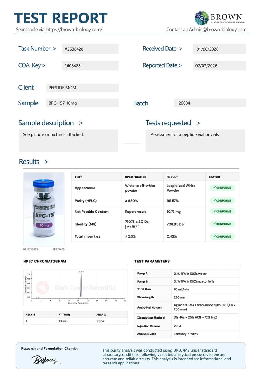BPC-157 certificate of analysis