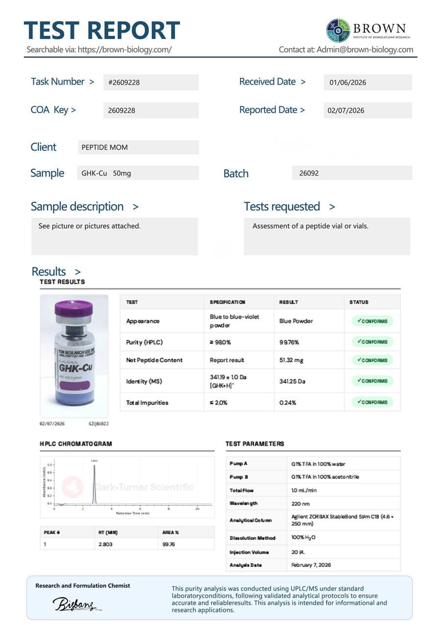 GHK-Cu Epitalon certificate of analysis