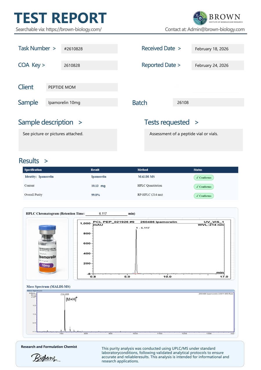 Ipamorelin certificate of analysis
