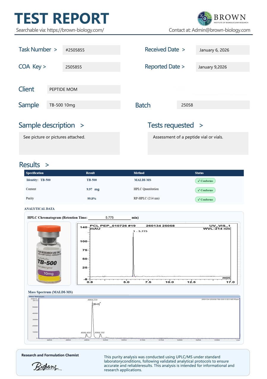TB-500 certificate of analysis